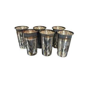 Vintage Set of 6 Queen City Silver high ball  glasses